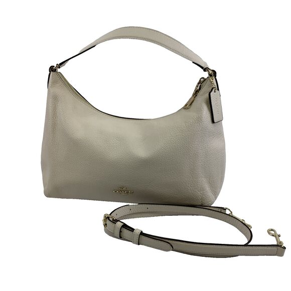 Coach East West Celeste Bag White Pebbled Leather Crossbody Strap Zip F36628 - Picture 1 of 16